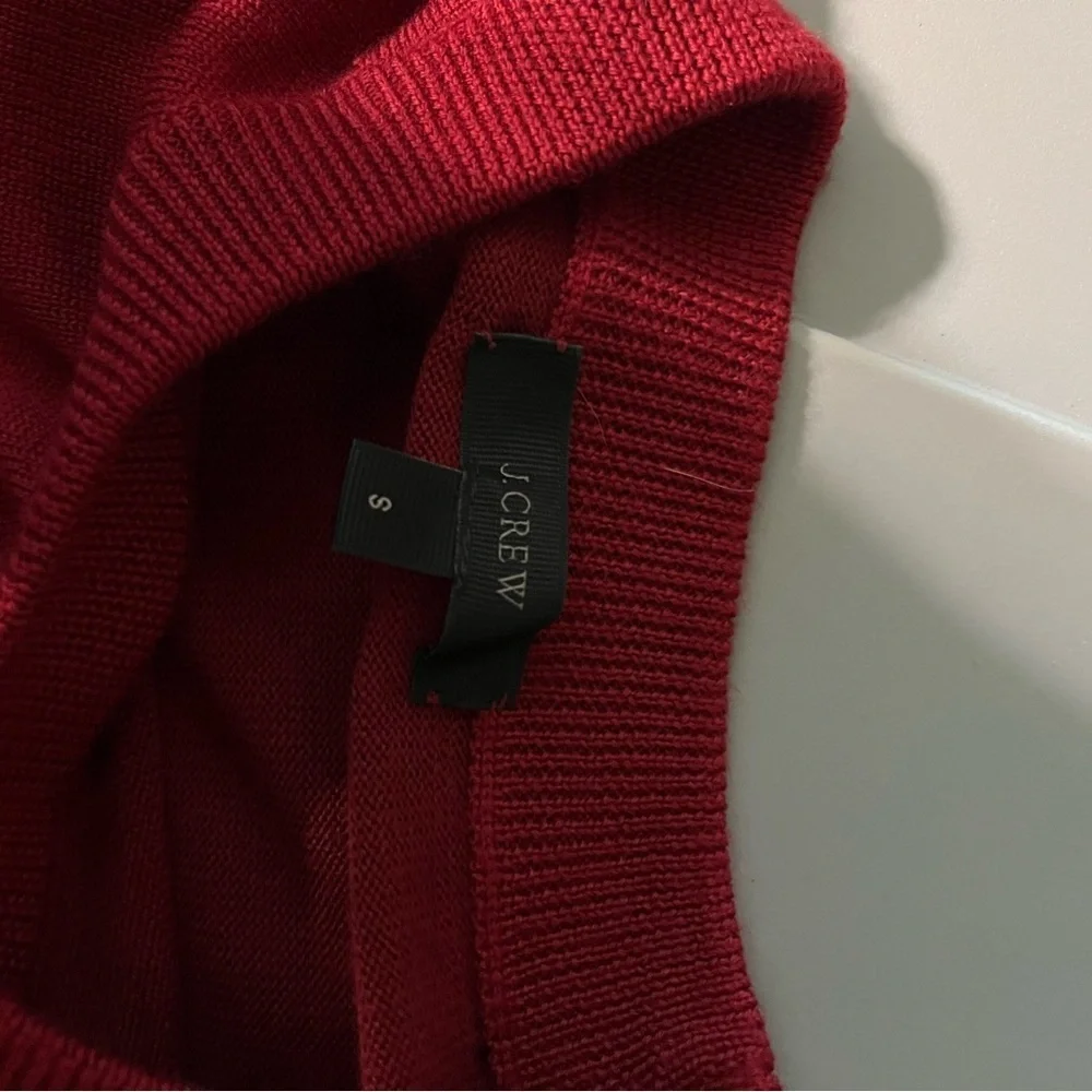 J. Crew Red Crew Neck Sweater Merino wool blend